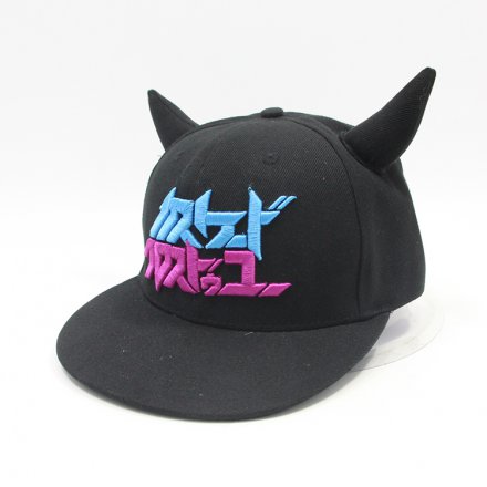 潮款帽廠家-立體繡牛角嘻哈帽定制