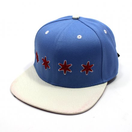 藍(lán)白平色星星繡花平板帽定制